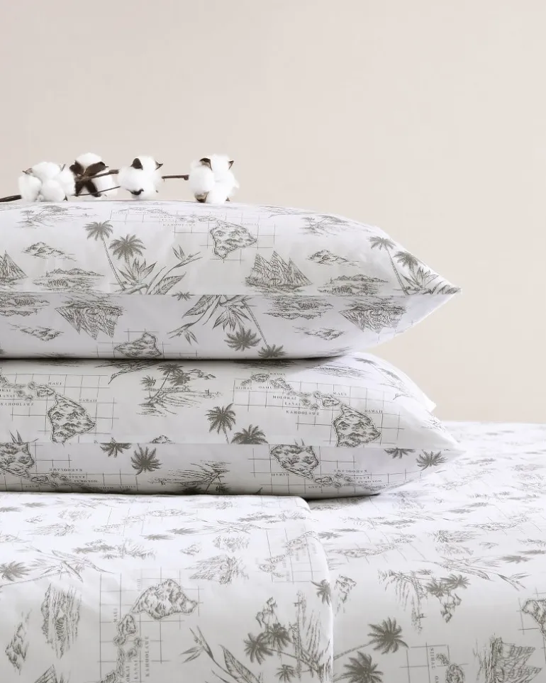 Clearance Tommy Bahama Vintage Map 4-Piece Queen Sheet Set Brown