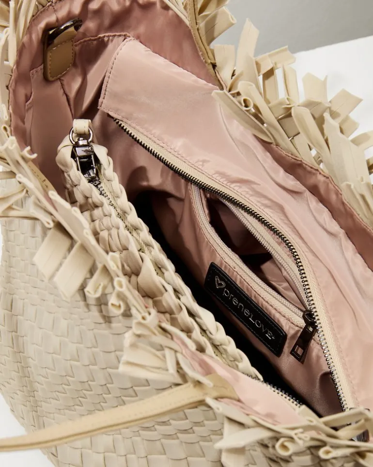 New Tommy Bahama Vulcan Fringe Top Large Tote & Wristlet Sand