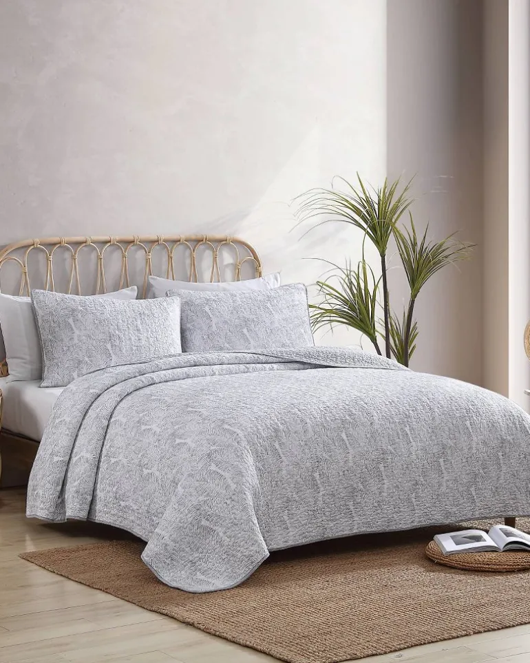 Online Tommy Bahama Water Leaves 2-Piece Twin Quilt Set Grey