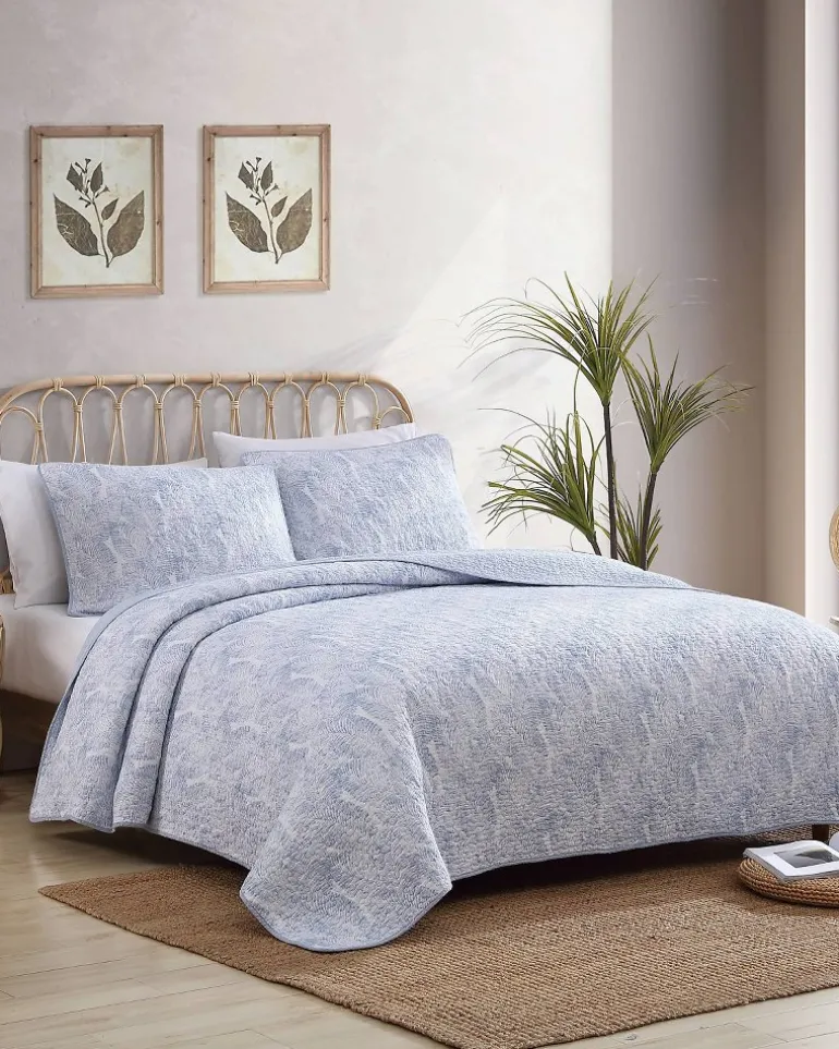 Cheap Tommy Bahama Water Leaves 2-Piece Twin Quilt Set Blue
