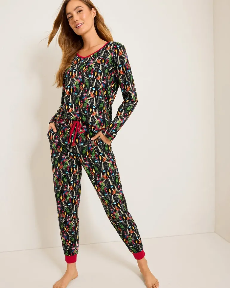 Flash Sale Tommy Bahama Women's Holiday Parrot V-Neck & Pants Family Pajama Set Poinsettia Red