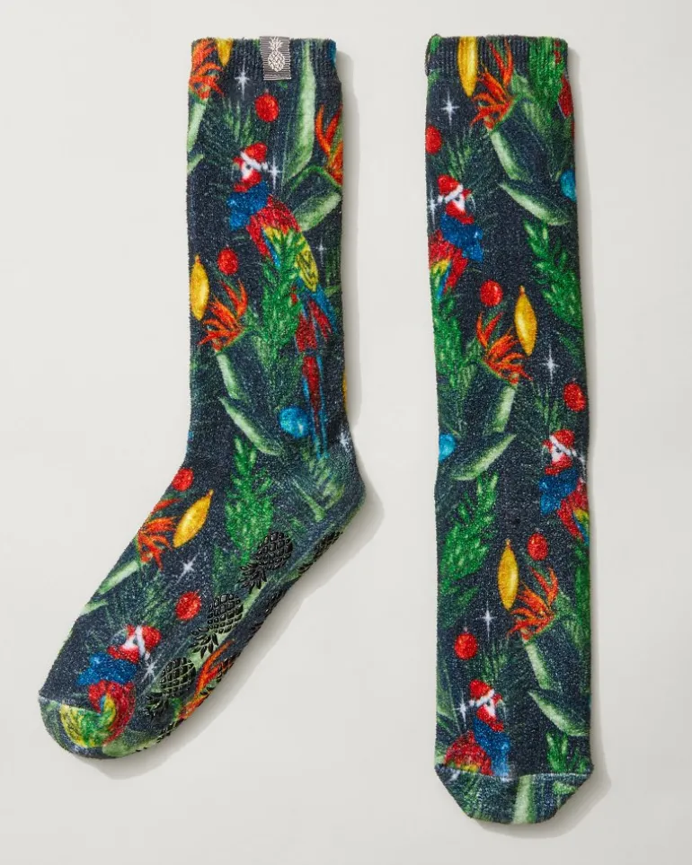 Clearance Tommy Bahama Women's Island Soft® Holiday Parrot Socks Black