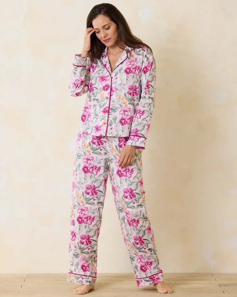 Flash Sale Tommy Bahama Woven Sateen Long Sleeve & Pants Pajama Set Blushing