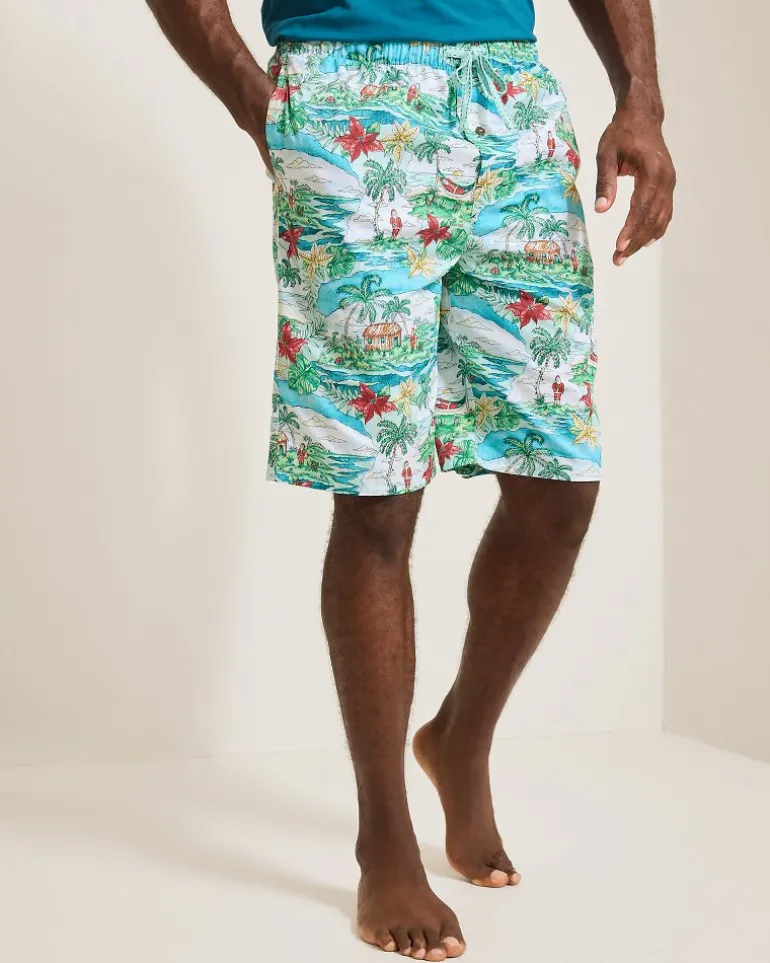Sale Tommy Bahama Woven Tropical Print Pajama Shorts Big Sky Blue