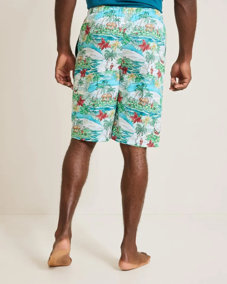 Sale Tommy Bahama Woven Tropical Print Pajama Shorts Big Sky Blue